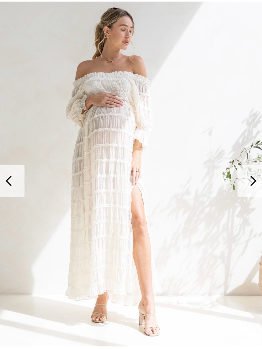 Mariana Sheer Maternity Photoshoot Dress in White